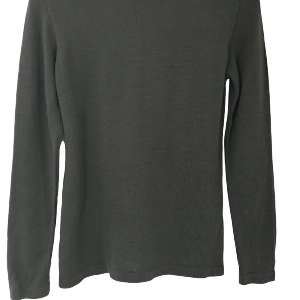 Escada Wool Mock Neck Sweater Size 34 US 8 Brown Long Sleeve Classic Buttons